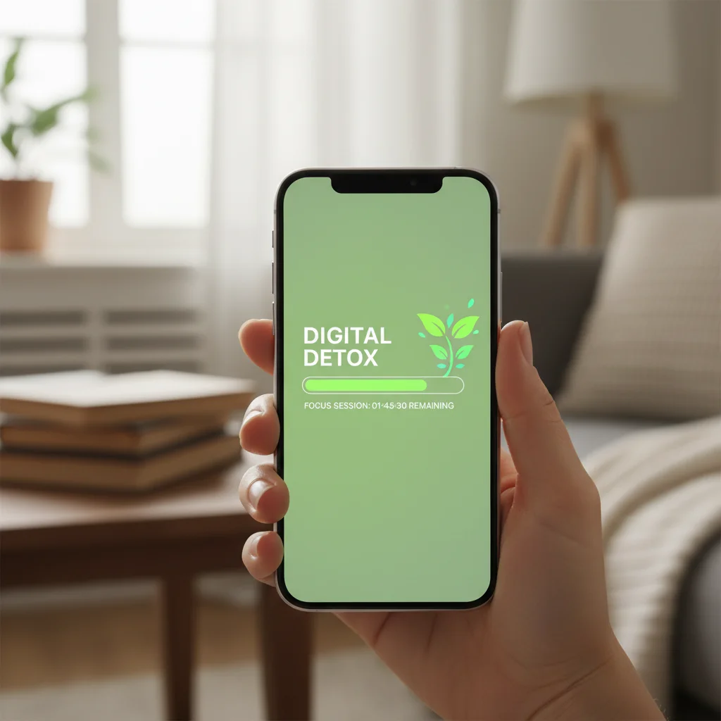 Smartphone showing progress of a digital detox or focus app