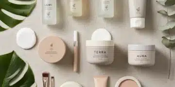 Assortment of ethical beauty products with sustainable packaging