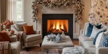 Effortless Seasonal Decorating: Fall to Winter Home Transition in 2 Hours Cozy living room with seamless fall to winter decor transition