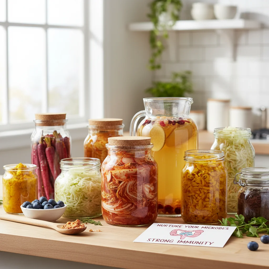 Assortment of fermented foods for gut health and immunity