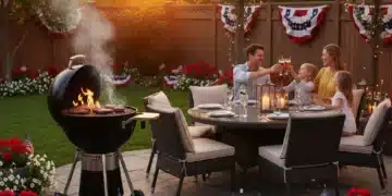 Fourth of July Deals 2026: Maximize Savings on Grills & Patio Furniture Festive Fourth of July backyard celebration with a shiny new grill and comfortable patio furniture