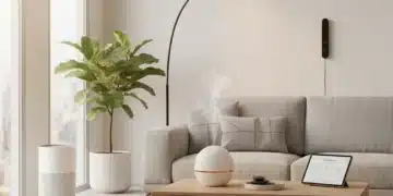 Home Wellness Revolution: 7 Smart Gadgets Under $200 for 2026 Modern living room with integrated smart home wellness devices
