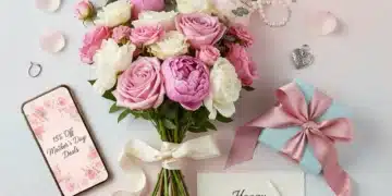 Mother's Day 2026 discount banner with flowers and gift