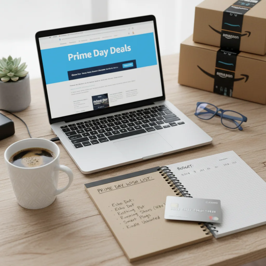 Organized shopping setup for Amazon Prime Day planning