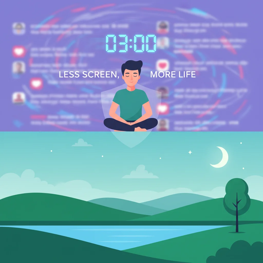Person reducing screen time with digital well-being app