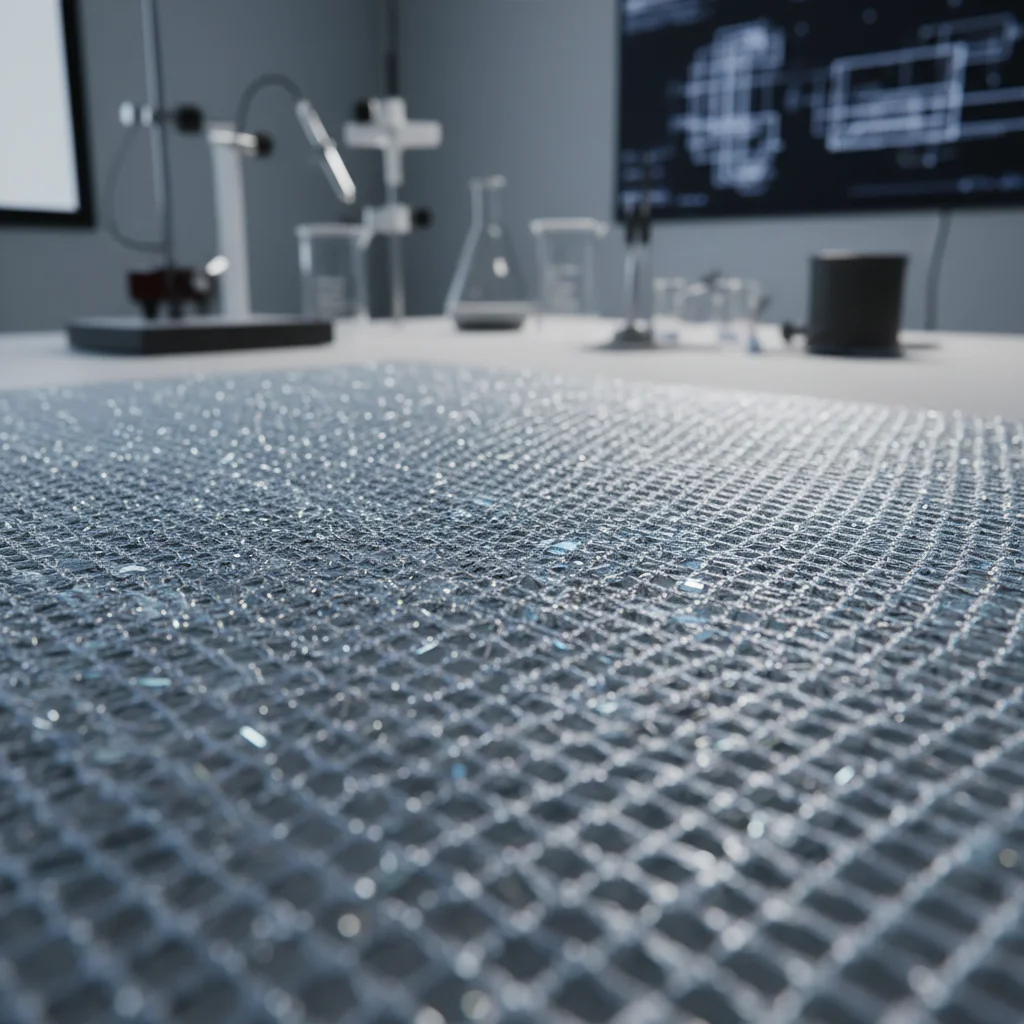 In-depth view of smart fabric with integrated micro-sensors for performance apparel.