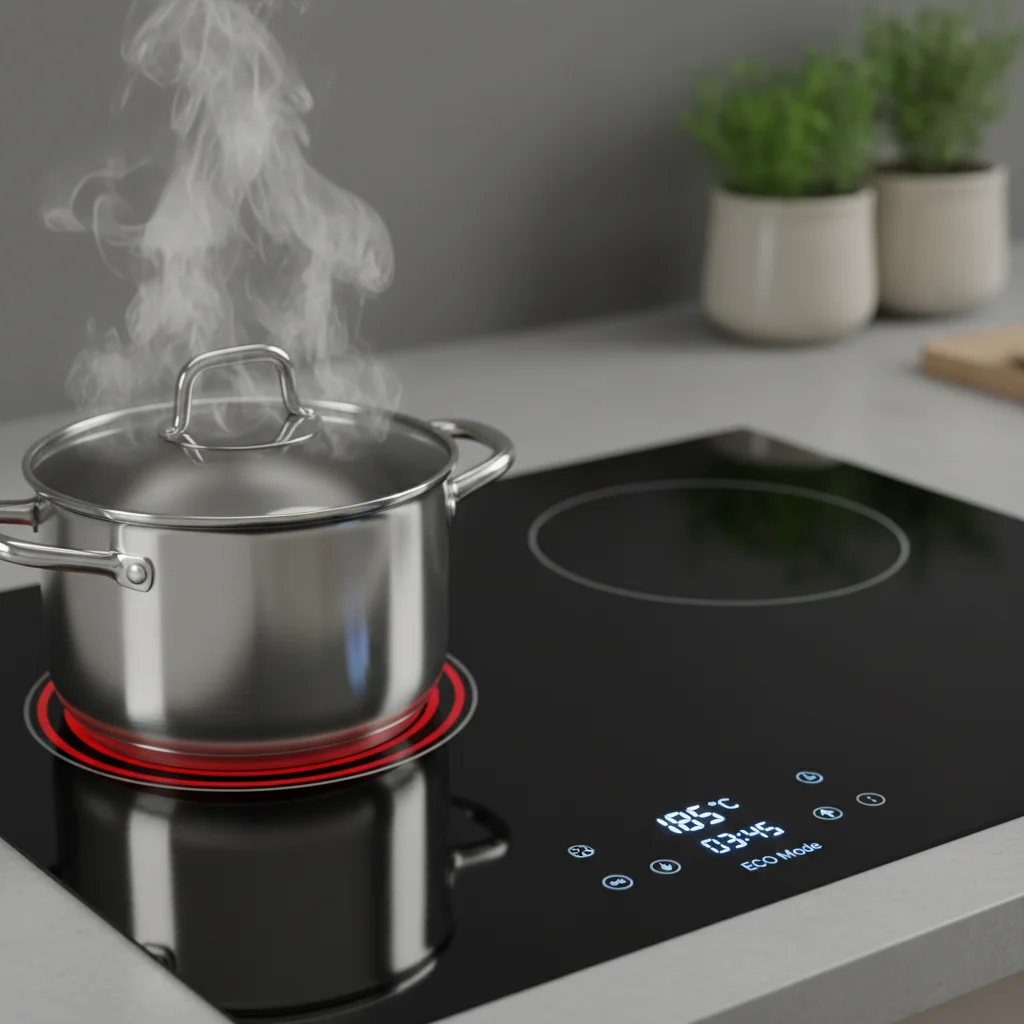 Smart induction cooktop with precise temperature control and energy sensors
