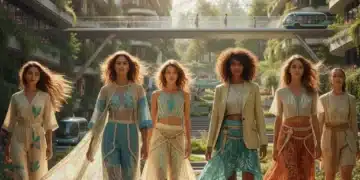 Summer Fashion Forecast 2026: 5 Key Apparel Updates Driven by Recent Consumer Data Models showcasing sustainable and comfortable summer fashion 2026 trends in a modern outdoor setting.