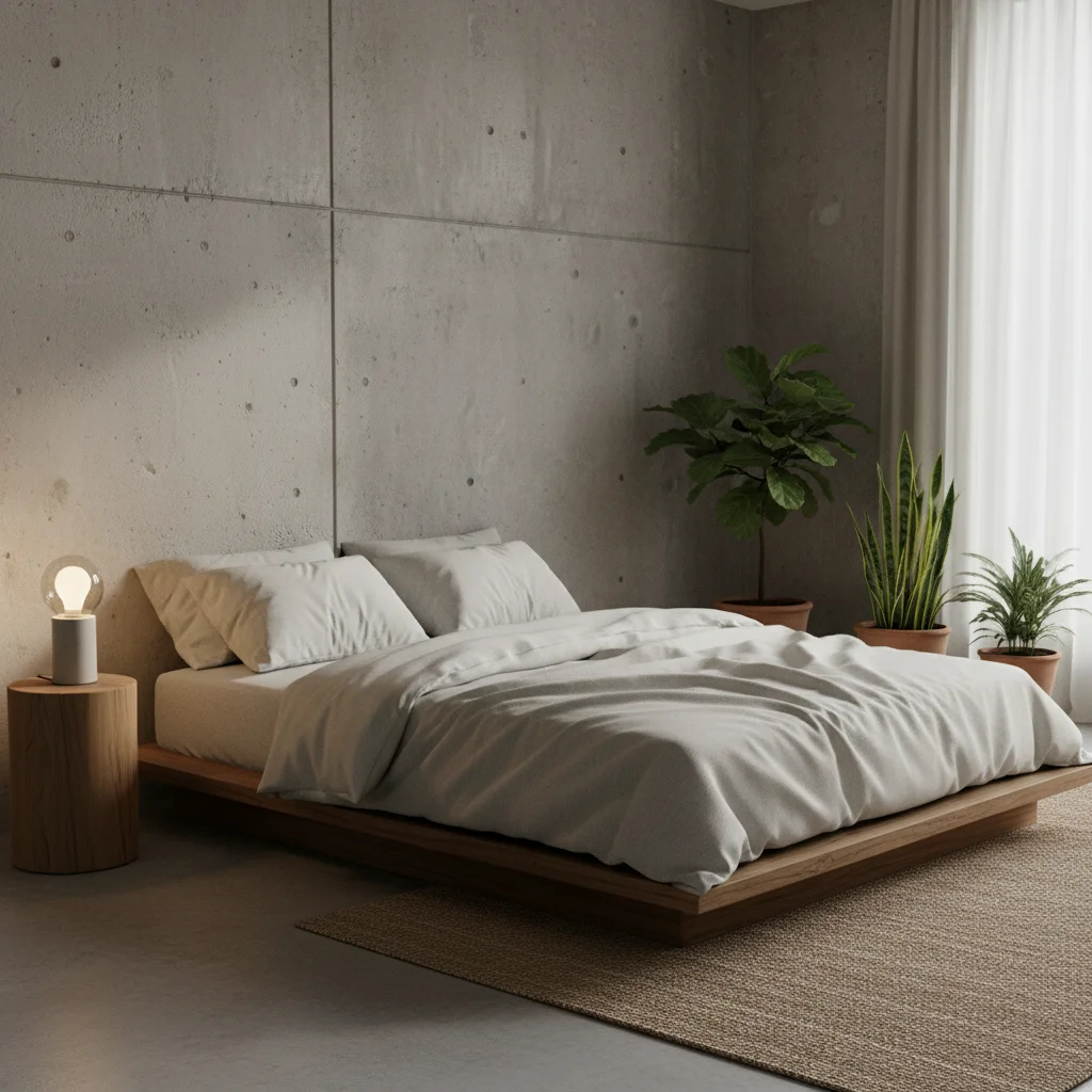 Wabi-Sabi bedroom with organic linen and natural textures