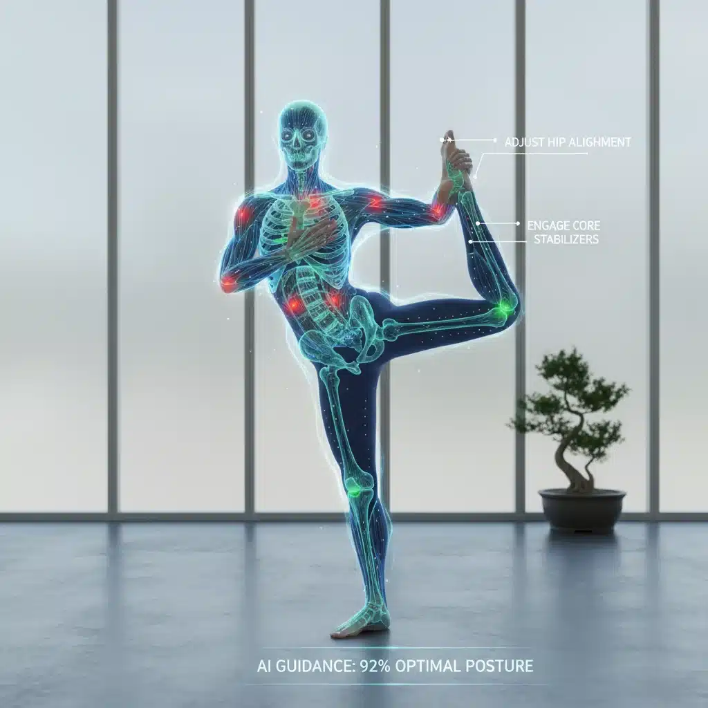 AI-powered posture correction with smart athletic wear during yoga