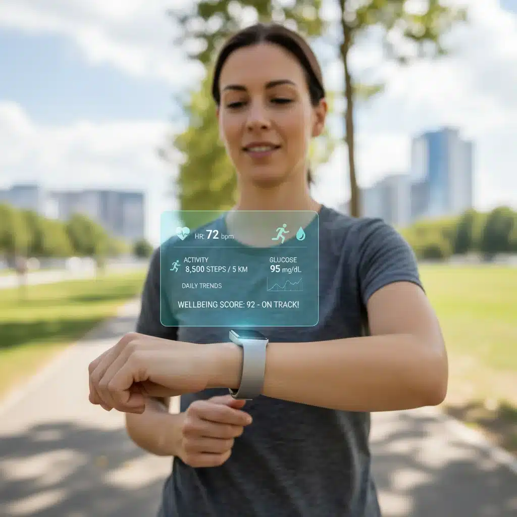 Modern wearable device tracking biometric data for personalized health insights