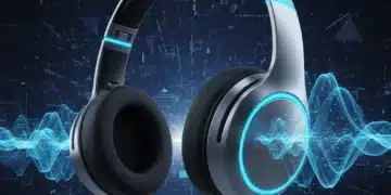 Futuristic wireless headphones with glowing accents, representing advanced audio technology for 2026.