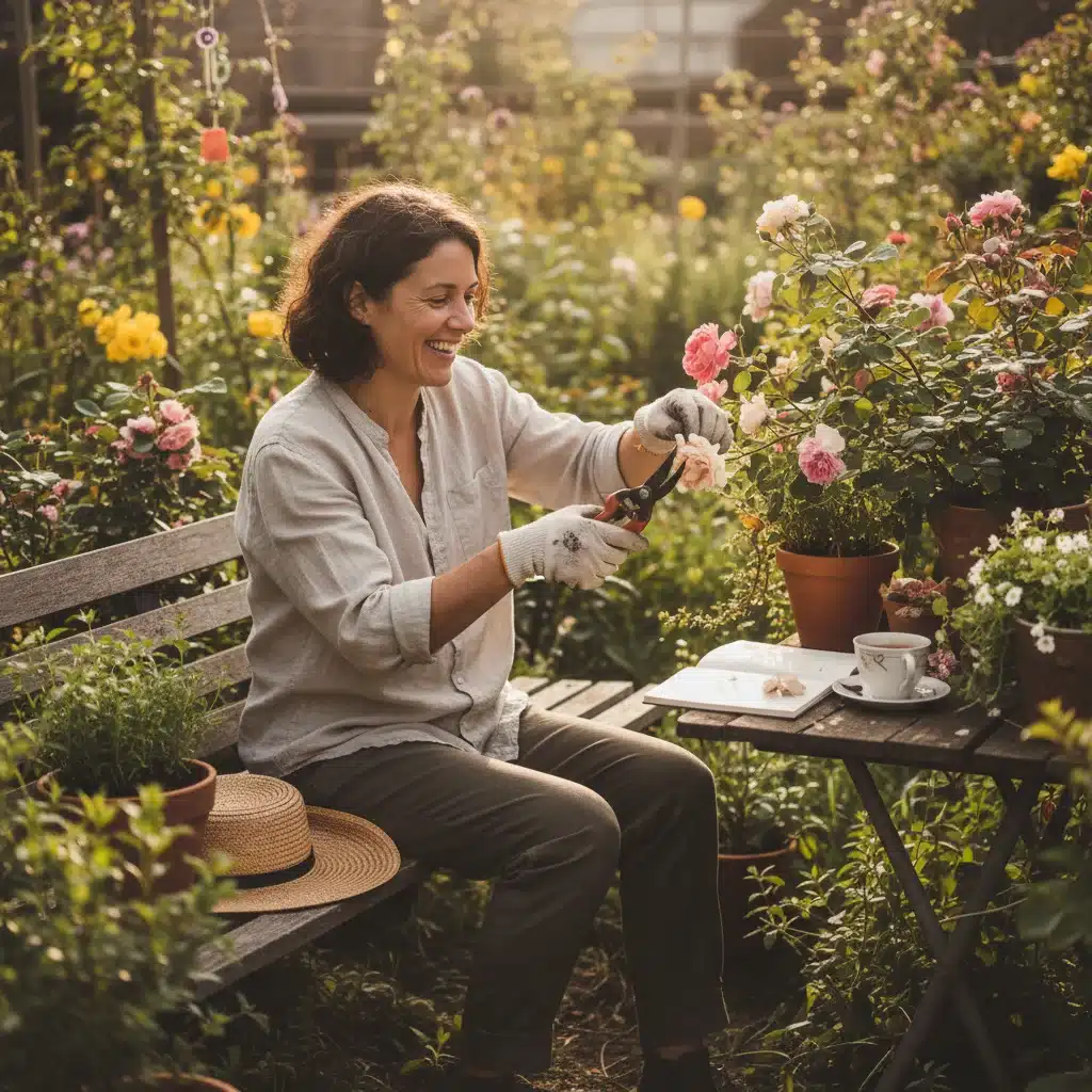 Individual joyfully engaging in a creative hobby like painting, emphasizing intentional leisure