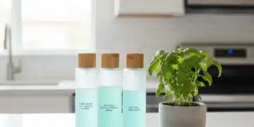 Modern kitchen with innovative eco-friendly cleaning products