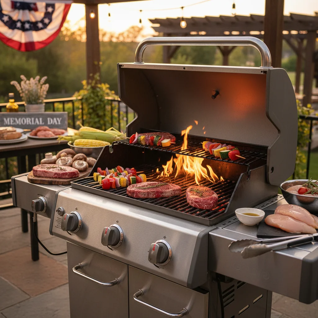 Premium gas grill ready for Memorial Day barbecue