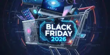 Black Friday 2026 electronics deals with futuristic tech in shopping cart