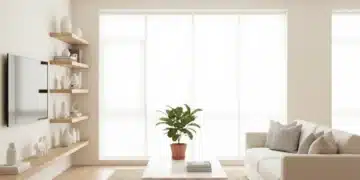 Modern organized living room with minimalist decor and natural light, ready for a clutter-free 2026.