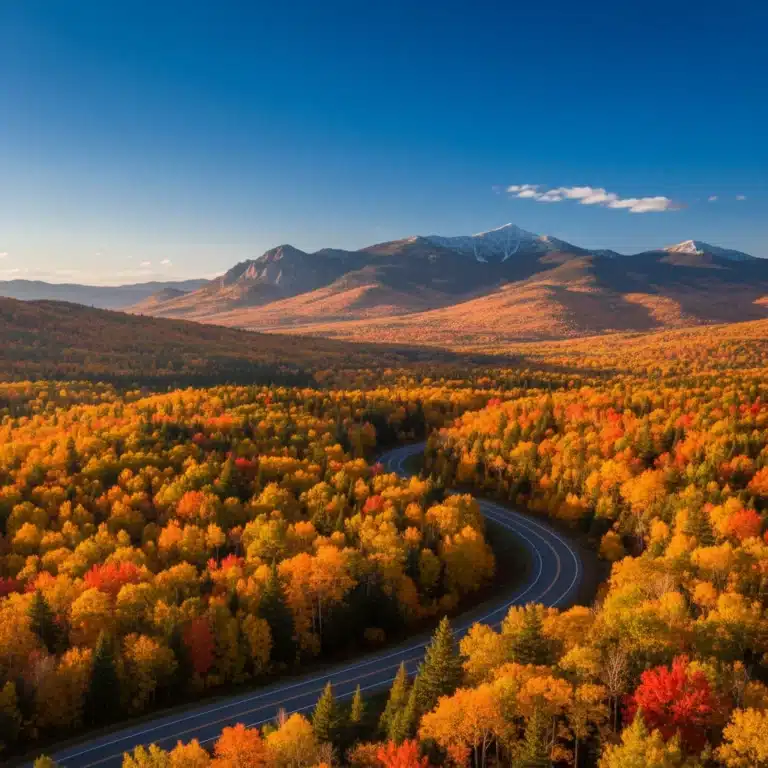 Stunning autumn panorama of a national park with peak fall colors
